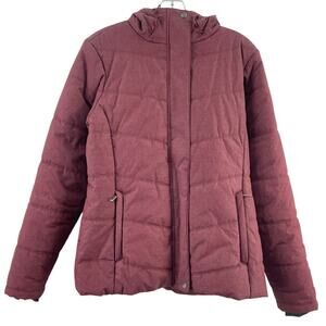 Columbia Burgundy Hooded Puffer Jacket Nylon Blend Women’s Medium Pre-Owned